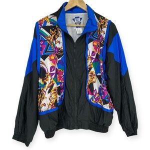 VINTAGE 90s WIND SUIT JACKET NWT SIZE M Shell Shock Colorful 80s Track Suit